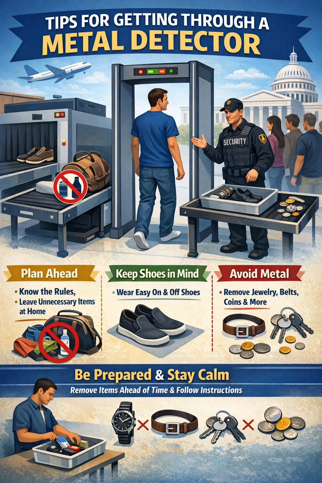 Way for getting through metal detector